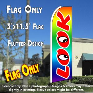 Look (Multi-Color) Windless Advertising Feather Banner – Flag Only