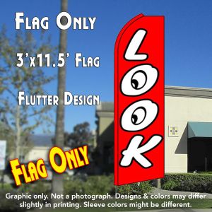Look (Red/White) Windless Advertising Feather Banner – Flag Only