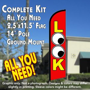 Look (Red) Windless Advertising Feather Banner – Complete Flag Kit
