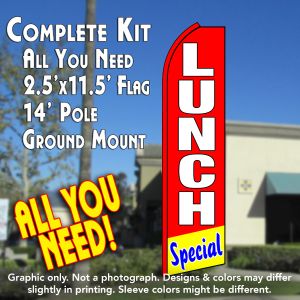 Lunch Special (Red/White) Windless Advertising Feather Banner – Complete Flag Kit