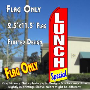 Lunch Special (Red/White) Windless Advertising Feather Banner – Flag Only