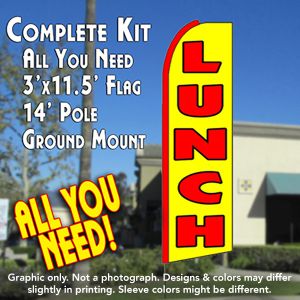 Lunch (Yellow) Windless Advertising Feather Banner – Complete Flag Kit
