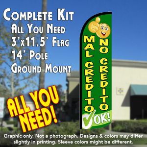 Mal Credito No Credito Ok Windless Advertising Feather Banner – Complete Flag Kit