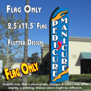 Manicure/Pedicure (Blue/White) Windless Advertising Feather Banner – Flag Only