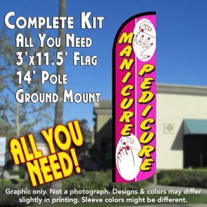 Manicure Pedicure Windless Advertising Feather Banner – Complete Flag Kit
