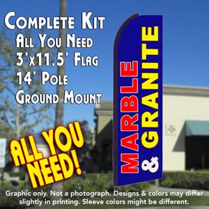 Marble & Granite (Blue) Windless Advertising Feather Banner – Complete Flag Kit
