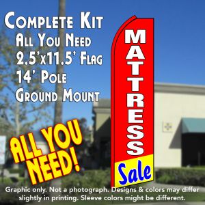 Mattress Sale (Red/Yellow) Windless Advertising Feather Banner – Complete Flag Kit