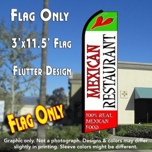Mexican Restaurant (Tri-Colored) Windless Advertising Feather Banner – Flag Only