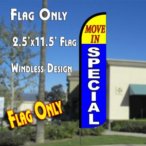 Move In Special (Yellow/Blue) Windless Advertising Feather Banner – Flag Only