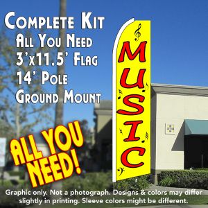 Music (Yellow) Windless Advertising Feather Banner – Complete Flag Kit
