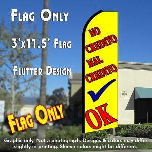 No Credito Mal Credito Ok (Yellow) Windless Advertising Feather Banner – Flag Only