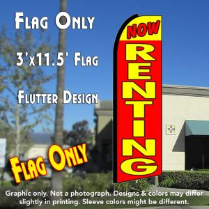 Now Renting (Yellow/Red) Windless Advertising Feather Banner – Flag Only
