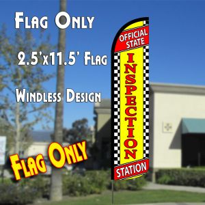 Official State Inspection Station (Checkered) Windless Advertising Feather Banner – Flag Only