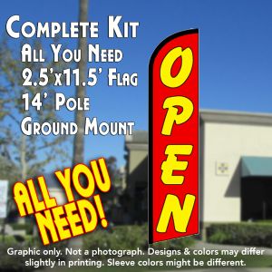 Open (Red/Yellow) Windless Advertising Feather Banner – Complete Flag Kit