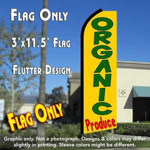 Organic Produce (Yellow) Windless Advertising Feather Banner – Flag Only