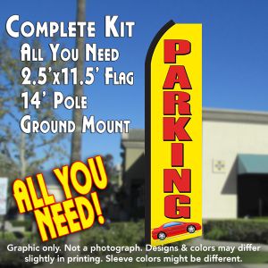 Parking (Yellow/Red) Windless Advertising Feather Banner – Complete Flag Kit