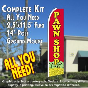 Pawn Shop (Coins) Windless Advertising Feather Banner – Complete Flag Kit