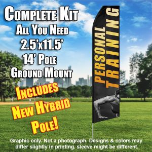 PERSONAL TRAINING gray yellow flutter flag