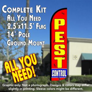 Pest Control Windless Advertising Feather Banner – Complete Flag Kit