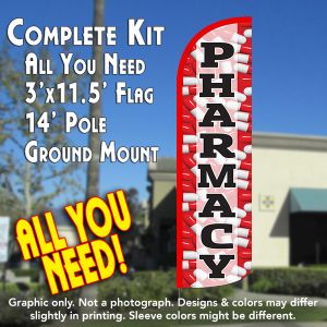 Pharmacy (Red/Pills) Windless Advertising Feather Banner – Complete Flag Kit