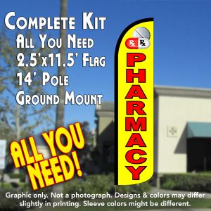 Pharmacy (Yellow/Red) Windless Advertising Feather Banner – Complete Flag Kit