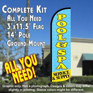 Pool & Spa (Service & Supply) Windless Advertising Feather Banner – Complete Flag Kit