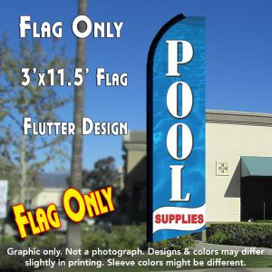 Pool Supplies (Blue) Windless Advertising Feather Banner – Flag Only