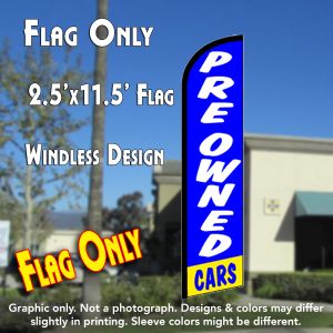 Pre-Owned Cars (Blue) Windless Advertising Feather Banner – Flag Only