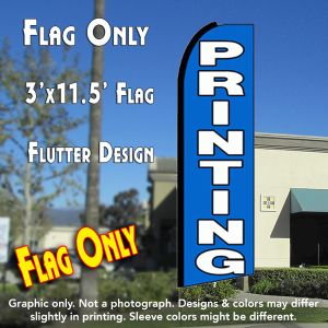 Printing (Blue) Windless Advertising Feather Banner – Flag Only