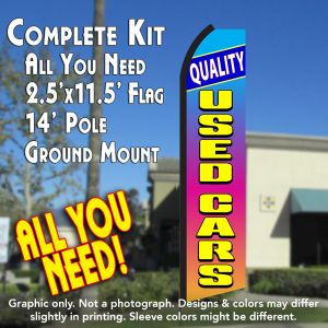 Quality Used Cars (Gradient) Windless Advertising Feather Banner – Complete Flag Kit