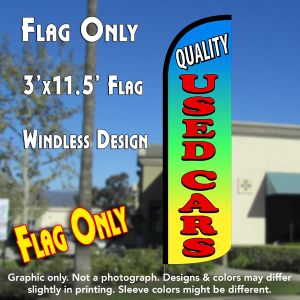 Quality Used Cars (Multicolor) Windless Advertising Feather Banner – Flag Only