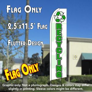 Recycling (White) Windless Advertising Feather Banner – Flag Only