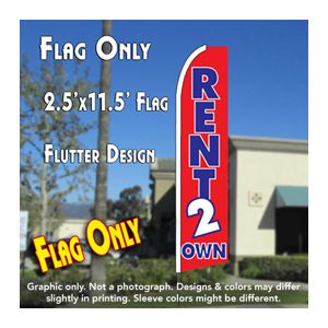Rent 2 Own (Red) Windless Advertising Feather Banner – Flag Only