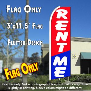 Rent Me (Red/Blue) Windless Advertising Feather Banner – Flag Only