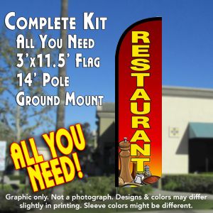 Restaurant Windless Advertising Feather Banner – Complete Flag Kit