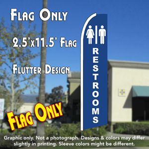 Restrooms (Blue) Windless Advertising Feather Banner – Flag Only
