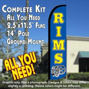 Rims (Blue/Yellow) Windless Advertising Feather Banner – Complete Flag Kit