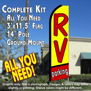 Rv Parking (Yellow/Red) Windless Advertising Feather Banner – Complete Flag Kit