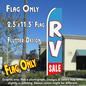 Rv Sale (Blue/Red) Windless Advertising Feather Banner – Flag Only
