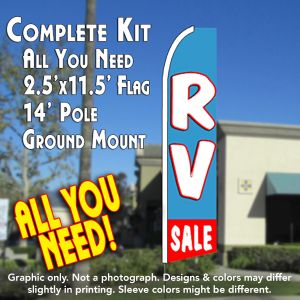 Rv Sale (Blue/Red) Windless Advertising Feather Banner – Complete Flag Kit