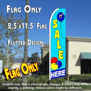 Sale Here (Balloons) Windless Advertising Feather Banner – Flag Only