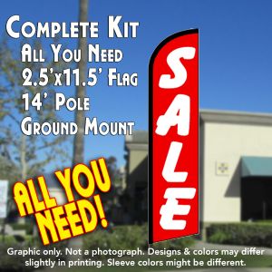 Sale (Red/White) Windless Advertising Feather Banner – Complete Flag Kit