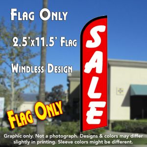 Sale (Red/White) Windless Advertising Feather Banner – Flag Only