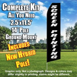 Screen Printing (Black/White) Windless Advertising Feather Banner – Complete Flag Kit