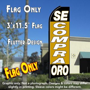 Se Compra Oro (Black/Gold) Windless Advertising Feather Banner – Flag Only