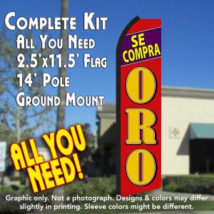 Se Compra Oro (Red/Yellow) Windless Advertising Feather Banner – Complete Flag Kit