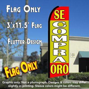 Se Compra Oro (Red/Gold) Windless Advertising Feather Banner – Flag Only