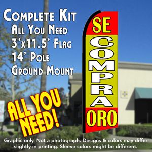 Se Compra Oro (Red/Gold) Windless Advertising Feather Banner – Complete Flag Kit
