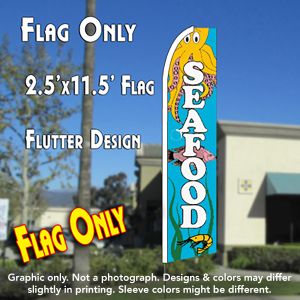SEAFOOD (Octopus) Flutter Feather Banner Flag (11.5 x 2.5 Feet)