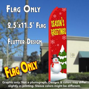 Season'S Greetings (Red/Snowman) Windless Advertising Feather Banner – Flag Only